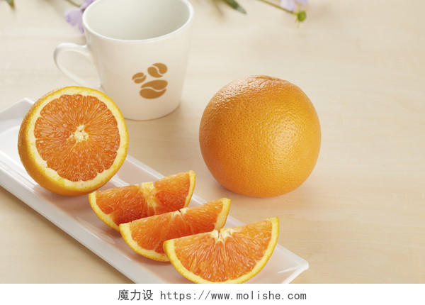 橙色清凉夏季水果美食背景图片